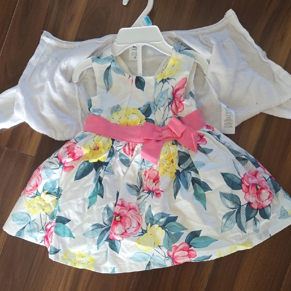 Carter's Infant Spring/Easter Dress with White Cardigan - Picture 2 of 8